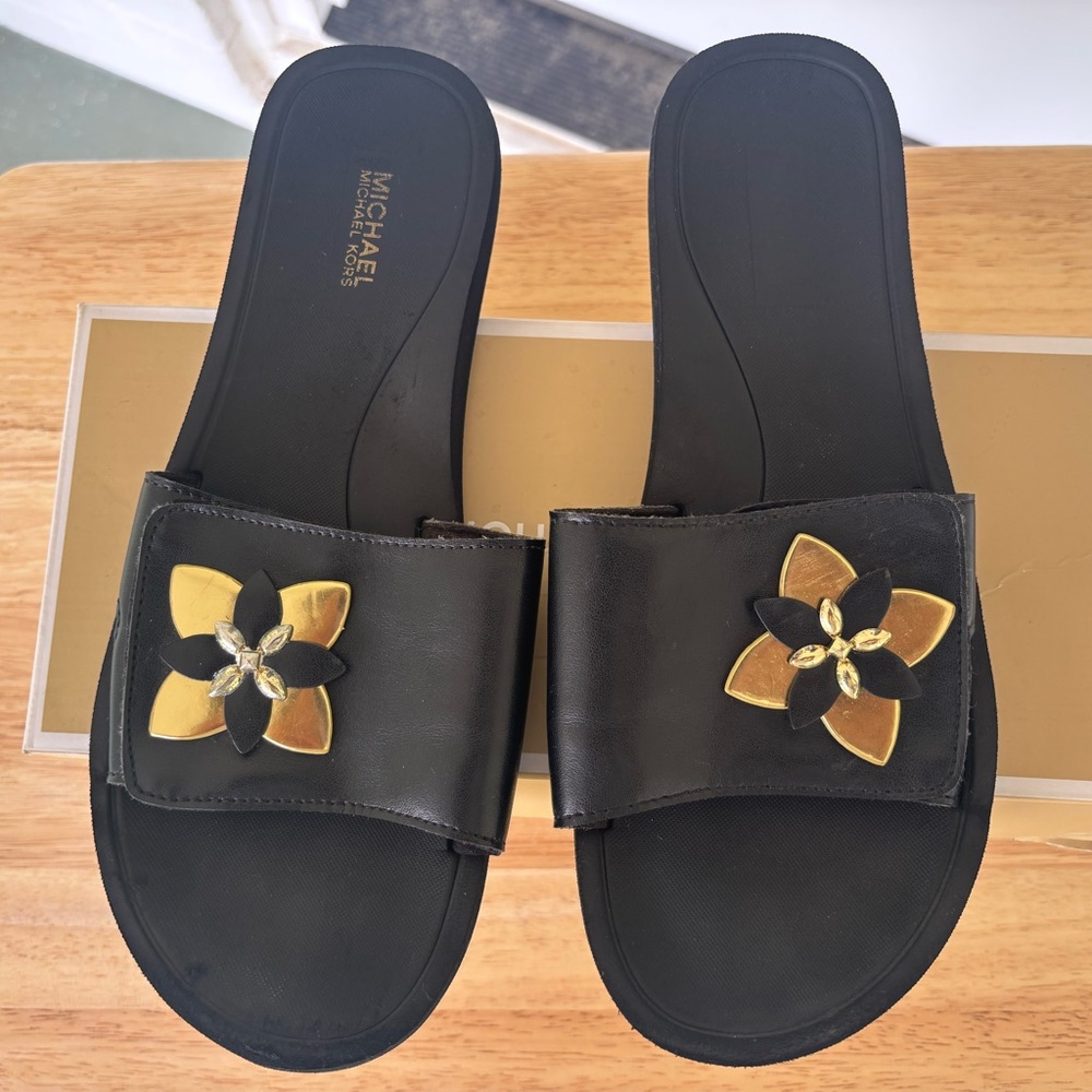 Black Michael Kors slides